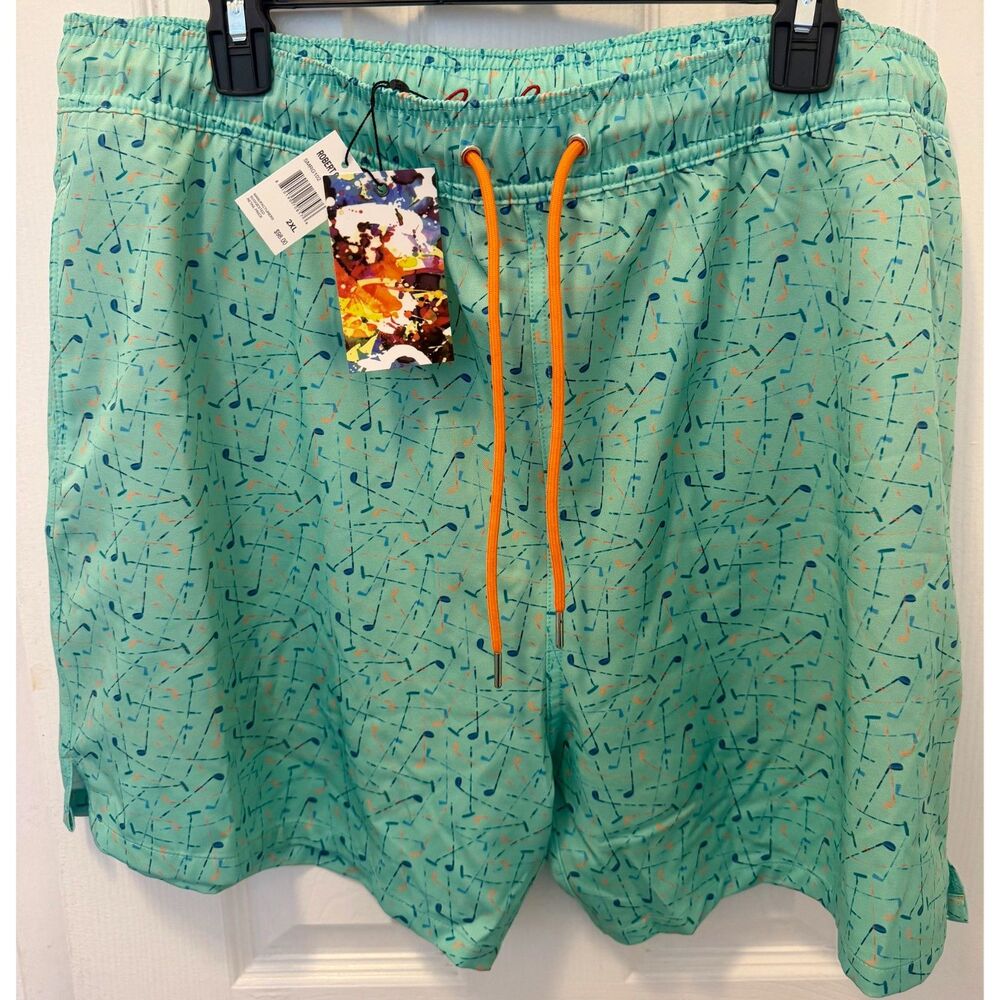 Robert Graham Men's Swim Trunks Golf Clubs Size 2XL NWT Green